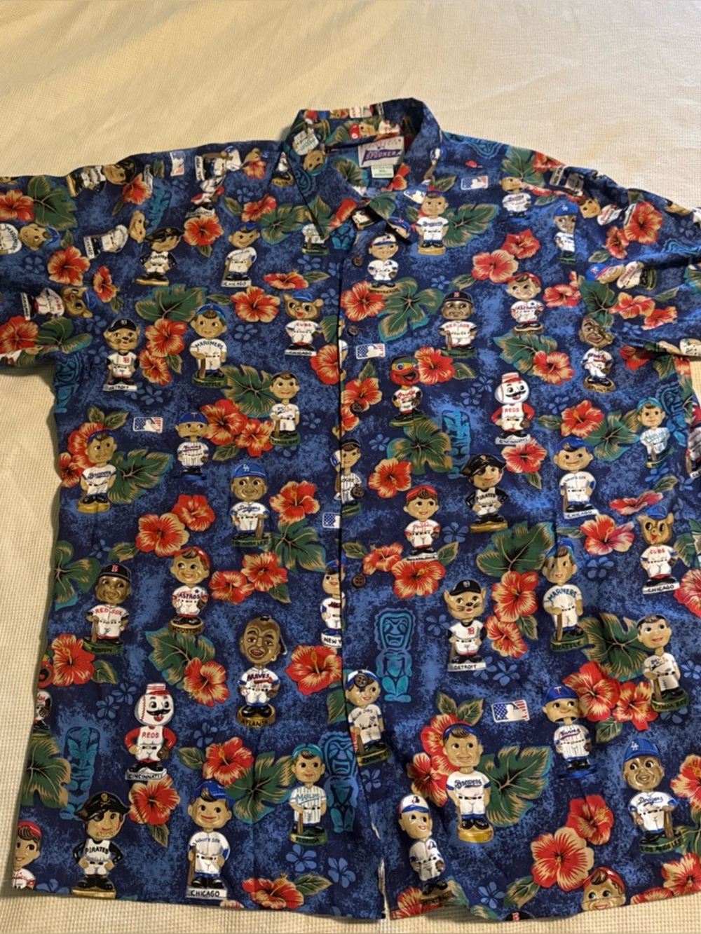 Vintage Reyn Spooner MLB Hawaiian Shirt XL Rayon Expos Era Multi Team Bobblehead